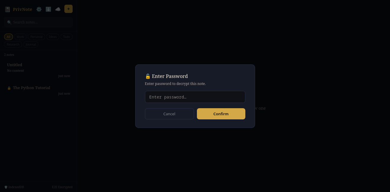 Unlock Encrypted Note